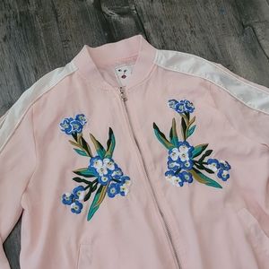 ItGirl Pink Floral Embroidered Bomber Jacket